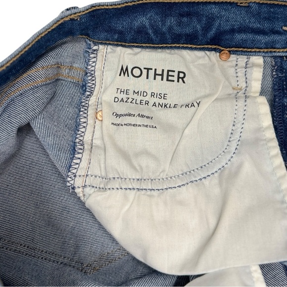 MOTHER Mid Rise Dazzler Ankle Fray 25 Opposites Attract Stretch Retail $238 - Picture 5 of 10